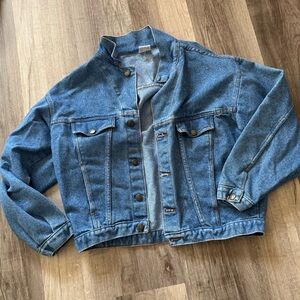 Vintage Blue Denim Mandarin Collar Jean Jacket